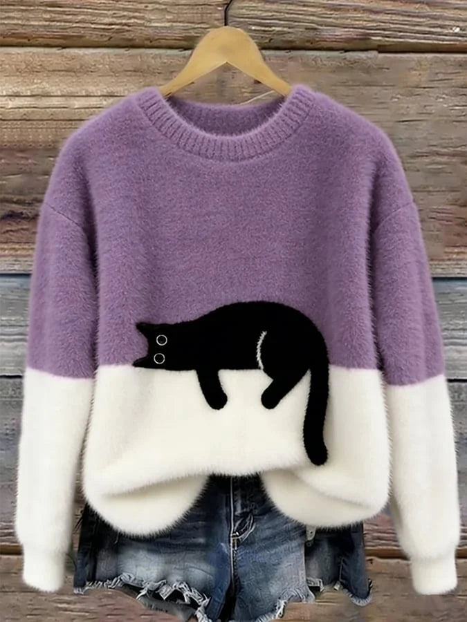 Luna | Sudadera de mujer con patrón de gato