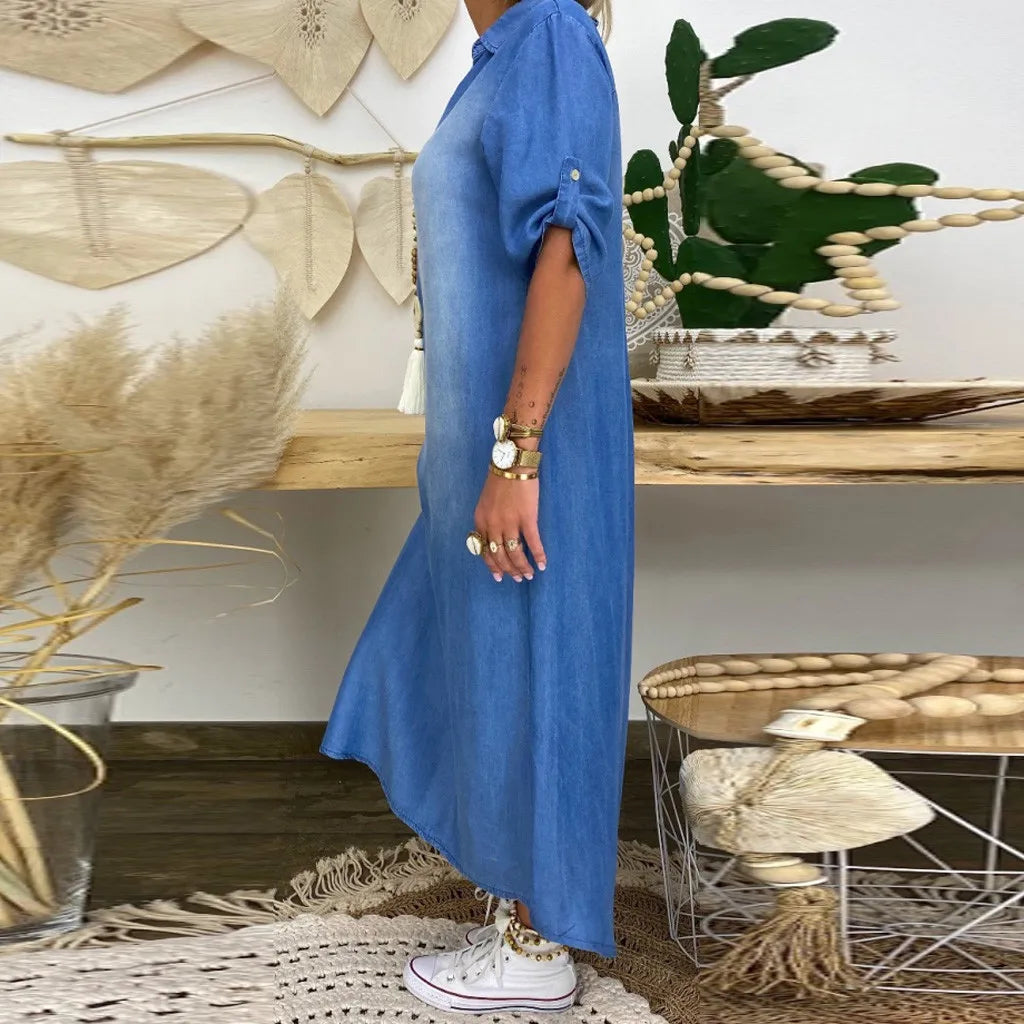 Zara | Vestido largo estilo vaquero