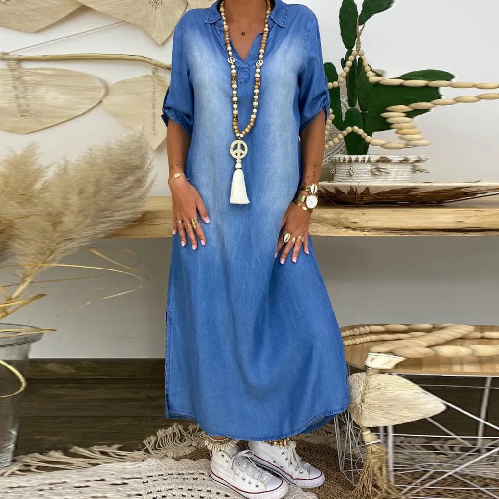Zara | Vestido largo estilo vaquero
