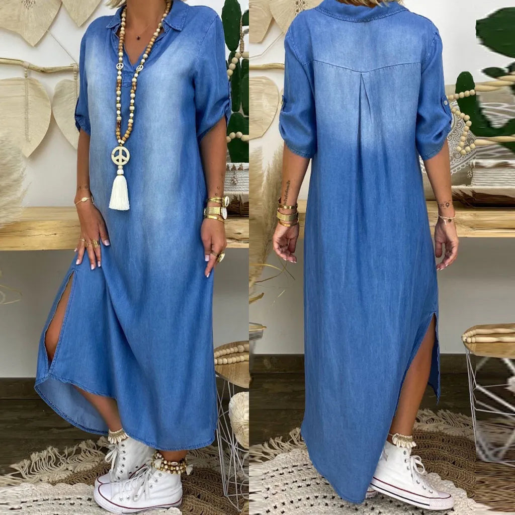 Zara | Vestido largo estilo vaquero