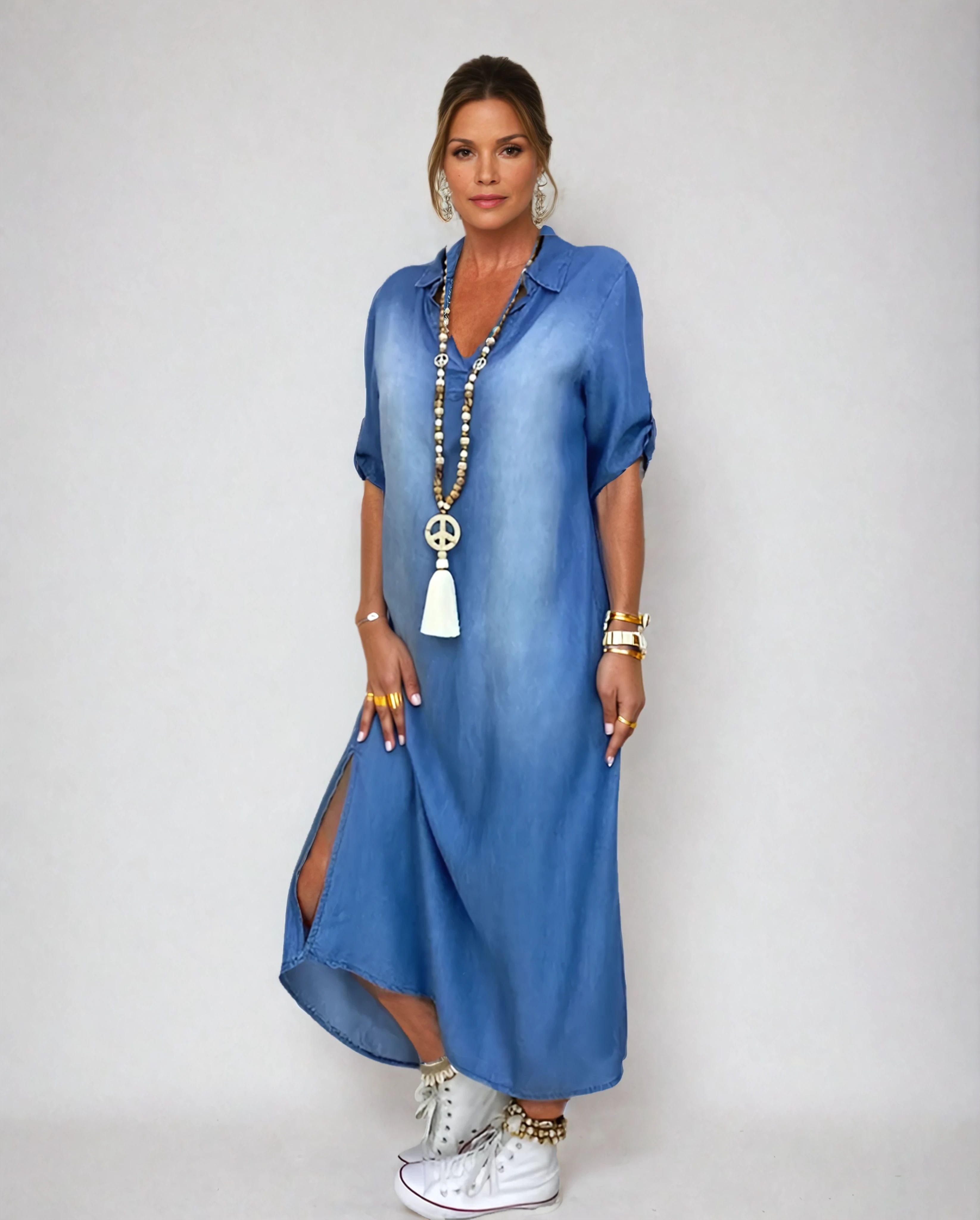 Zara | Vestido largo estilo vaquero