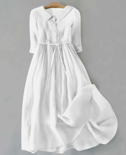 Lux - Elegante vestido de manga corta con cordones en la cintura