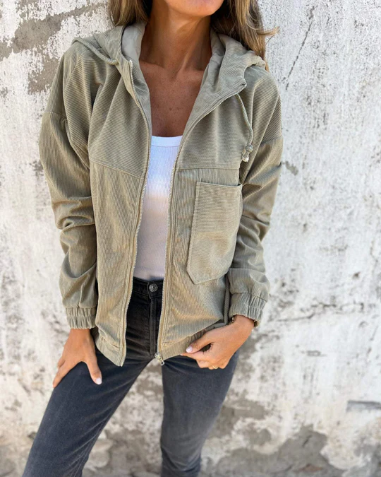 Sierra | Chaqueta de pana con capucha y cremallera