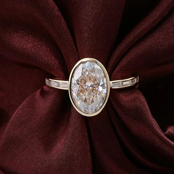 Anillo de mossanita fino vintage
