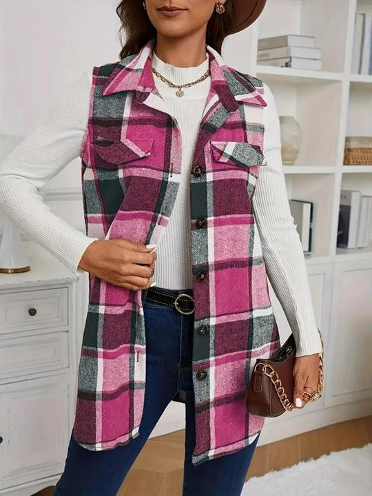 Chaleco a cuadros Ayana – Elegancia casual sin mangas
