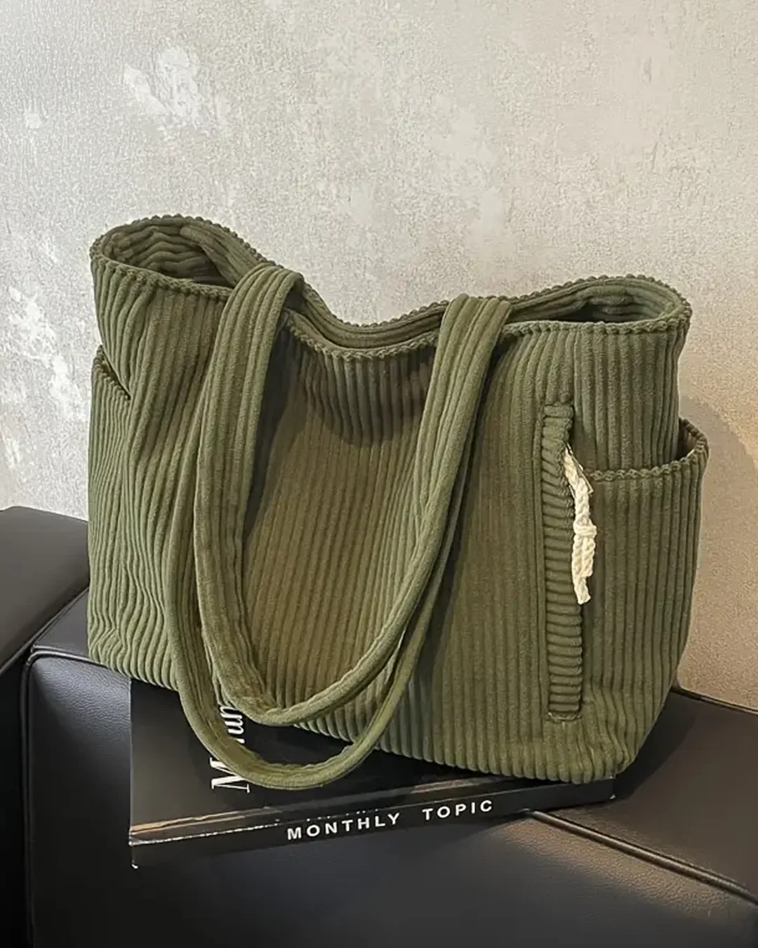 Bolso tote acanalado Tilda con detalle de cordón