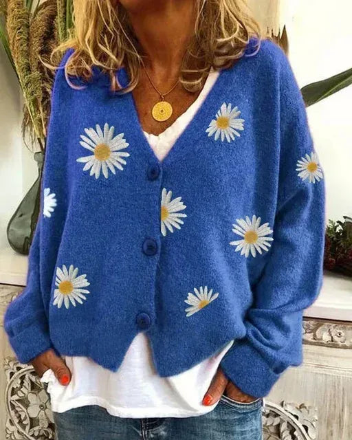 Estefany | Cárdigan de margaritas bordadas