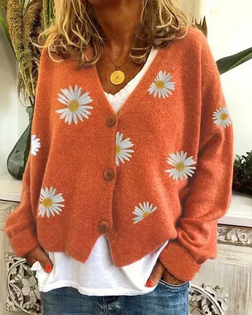 Estefany | Cárdigan de margaritas bordadas