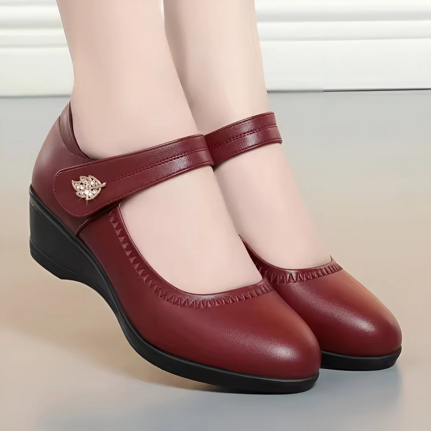 Elina-Rosa | Zapatos de cuero PU suave