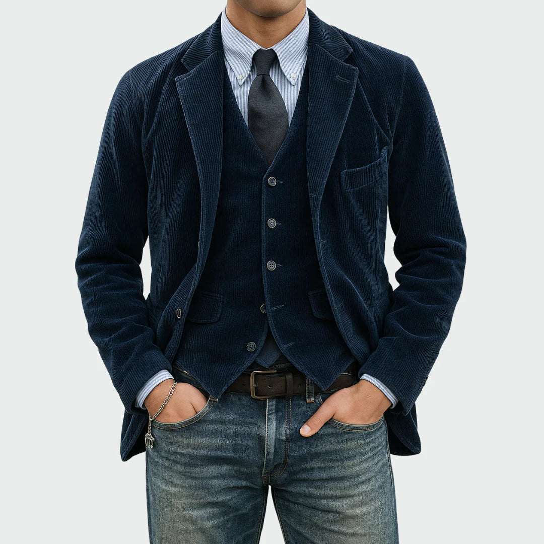 Tommy | Conjunto de 2 piezas: Blazer y cárdigan de terciopelo