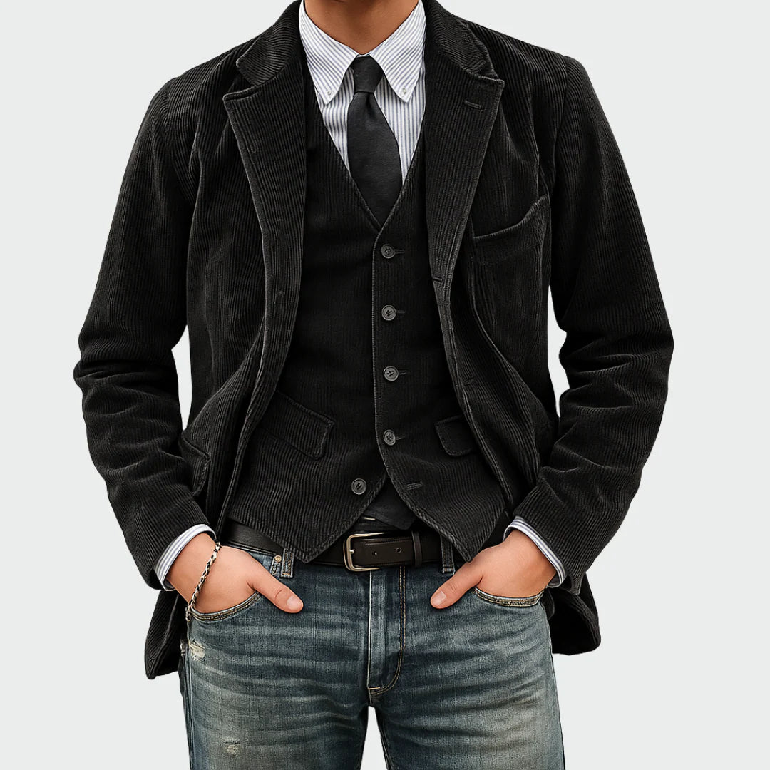 Tommy | Conjunto de 2 piezas: Blazer y cárdigan de terciopelo