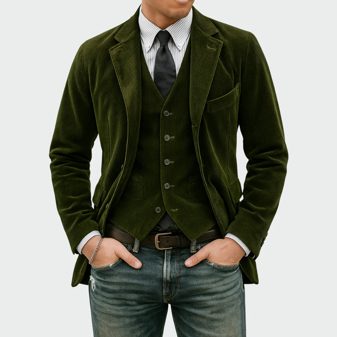 Tommy | Conjunto de 2 piezas: Blazer y cárdigan de terciopelo