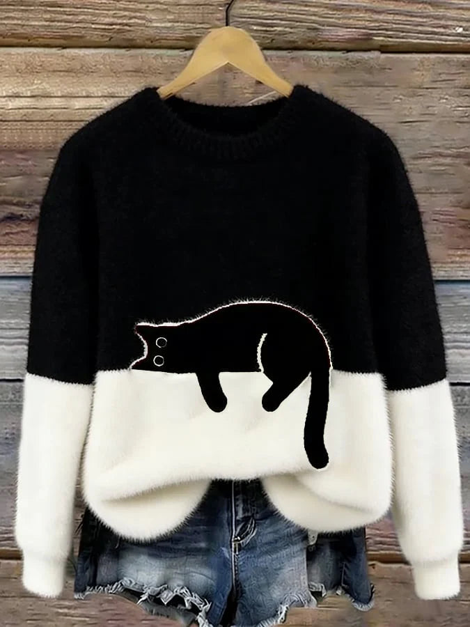 Luna | Sudadera de mujer con patrón de gato