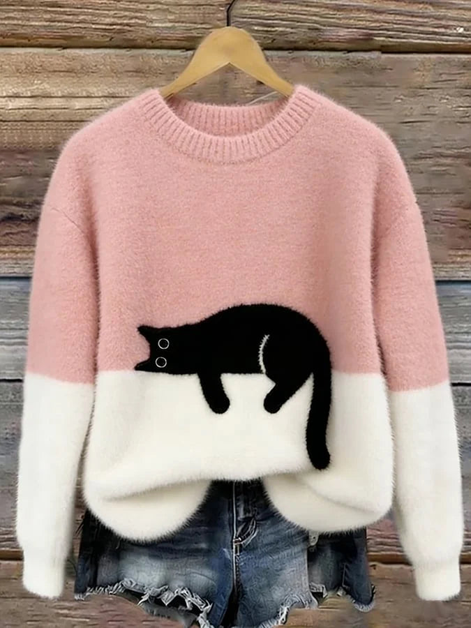 Luna | Sudadera de mujer con patrón de gato