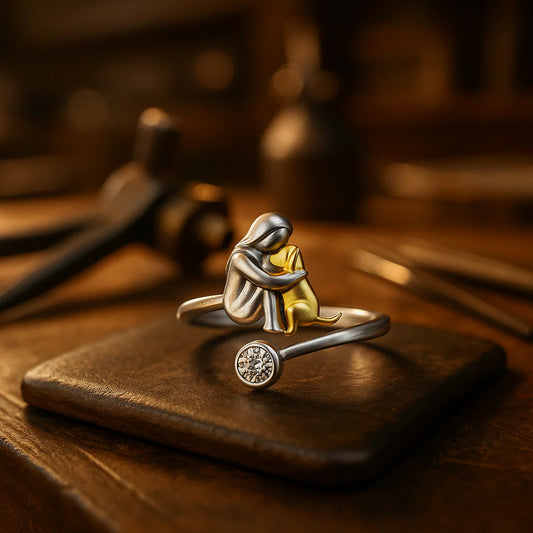 SOFIA | Anillo de plata con piedras de perro y circonia.