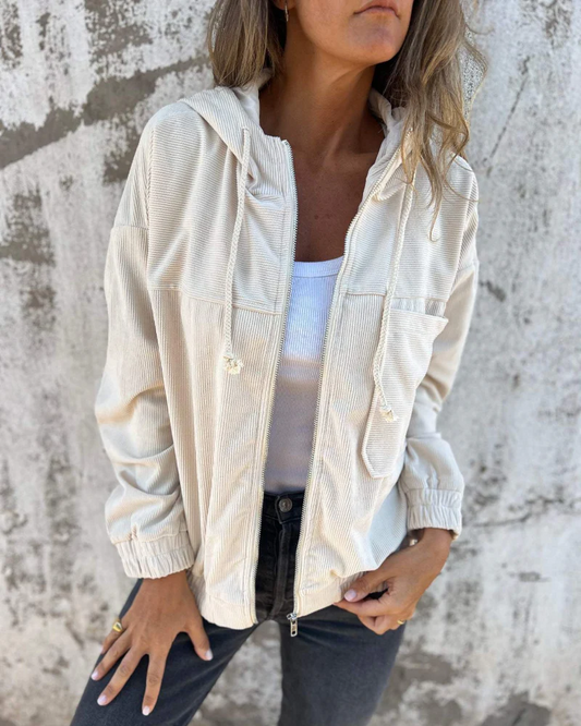 Sierra | Chaqueta de pana con capucha y cremallera